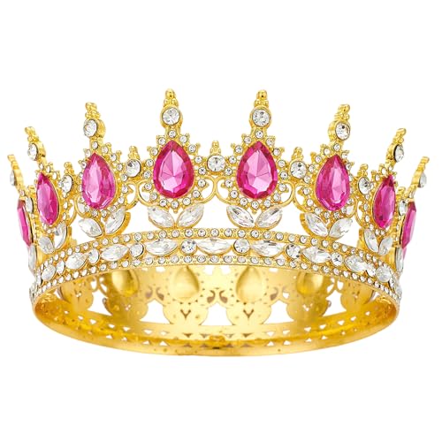YOUlDIANZI Queen Golden Rose Rhinestone Tiaras for Women - Costume Party Hair Accessories Princess Birthday Tiara Crystal Bridal Crown - Image 1