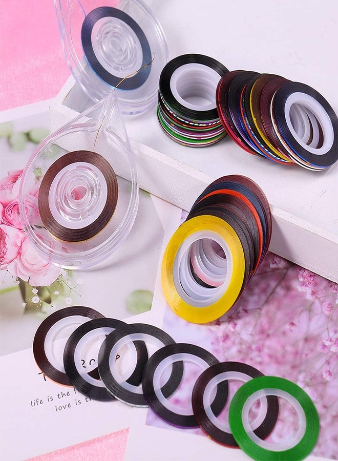TBRZTR 30 Colors Nail Striping Tape Line 2 PCS Nail Tape Dispensers Tape Roller Dispenser Striping Tape Line Nail Art Tools Nail Art Decoration Stickers Kit DIY Nail Tip for Women Girls Manicure Tips Decor - Image 2