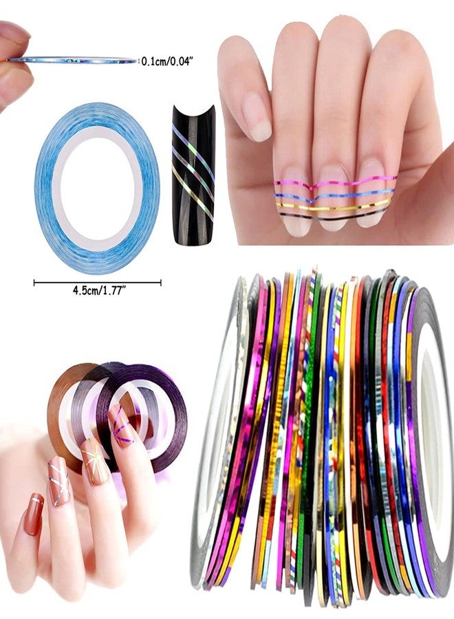 TBRZTR 30 Colors Nail Striping Tape Line 2 PCS Nail Tape Dispensers Tape Roller Dispenser Striping Tape Line Nail Art Tools Nail Art Decoration Stickers Kit DIY Nail Tip for Women Girls Manicure Tips Decor - Image 4