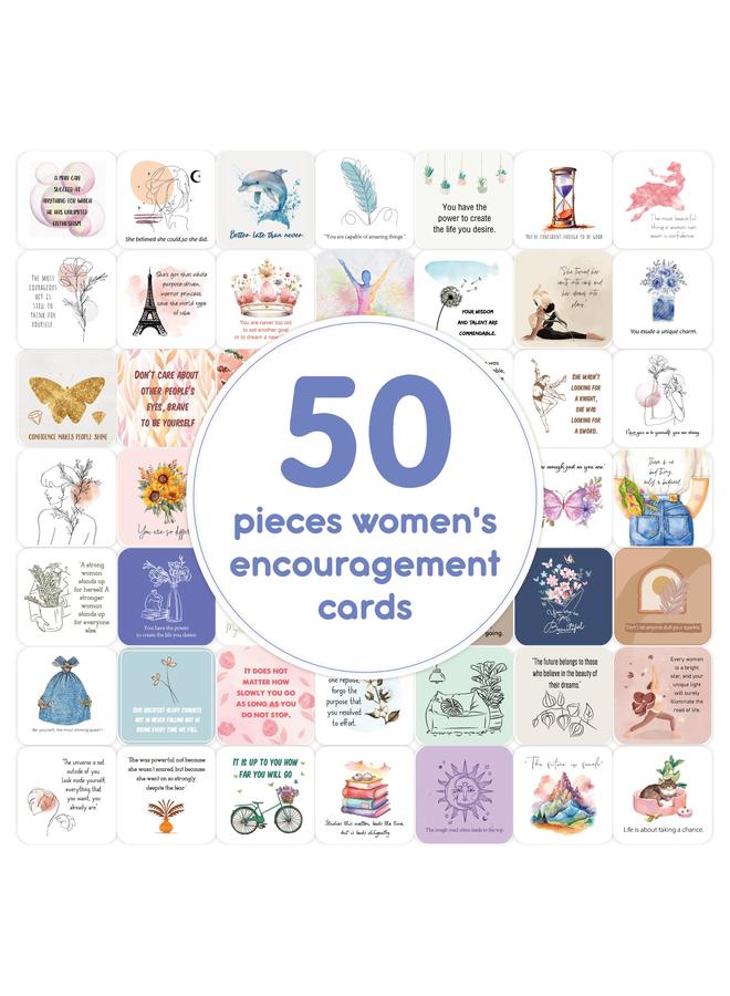 Bluejw Cross-border New Products Encourage Greeting Cards 50 European And American Women Definitely Positive Ins English Cartoon Suit Inspirational Cards - Image 1