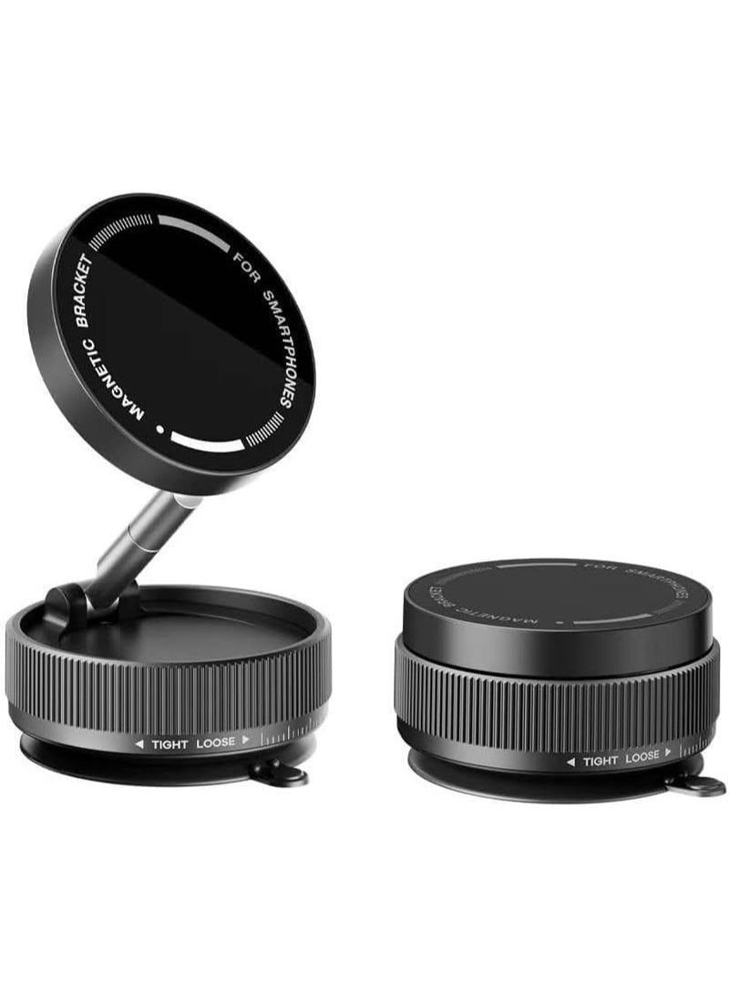 NIBEMINENT Suction Cup Phone Mount, Vacuum Magnetic Car Phone Holder Stand for Car, Vacuum Magnetic Cell Phone Holder Stand Suction Phone Mount, Foldable 360°Adjustable(Black)  - Image 1