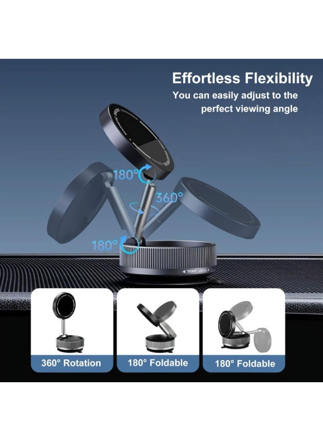 NIBEMINENT Suction Cup Phone Mount, Vacuum Magnetic Car Phone Holder Stand for Car, Vacuum Magnetic Cell Phone Holder Stand Suction Phone Mount, Foldable 360°Adjustable(Black)  - Image 4