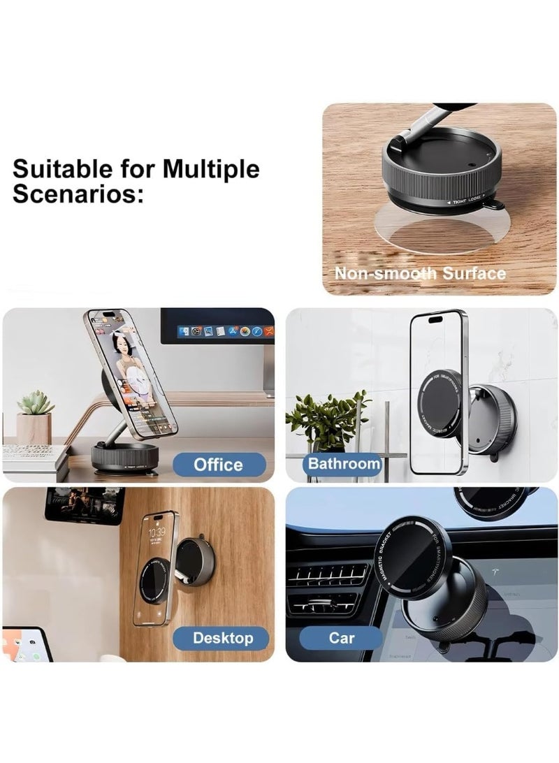 NIBEMINENT Suction Cup Phone Mount, Vacuum Magnetic Car Phone Holder Stand for Car, Vacuum Magnetic Cell Phone Holder Stand Suction Phone Mount, Foldable 360°Adjustable(Black)  - Image 5