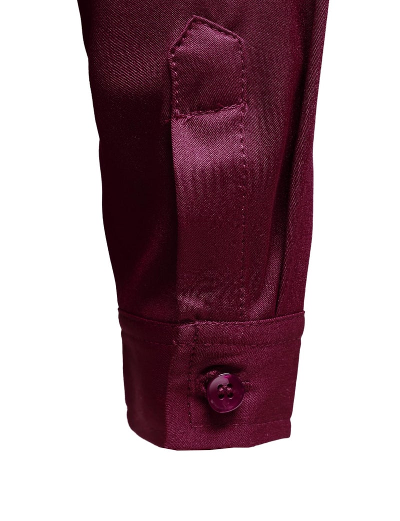 AOTIK Boys Stretch Wrinkle Free Dress Shirts Button Down Shirt Long Sleeve Formal School Uniform Shirts 12 WineRed - Image 2