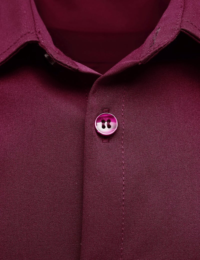 AOTIK Boys Stretch Wrinkle Free Dress Shirts Button Down Shirt Long Sleeve Formal School Uniform Shirts 12 WineRed - Image 4