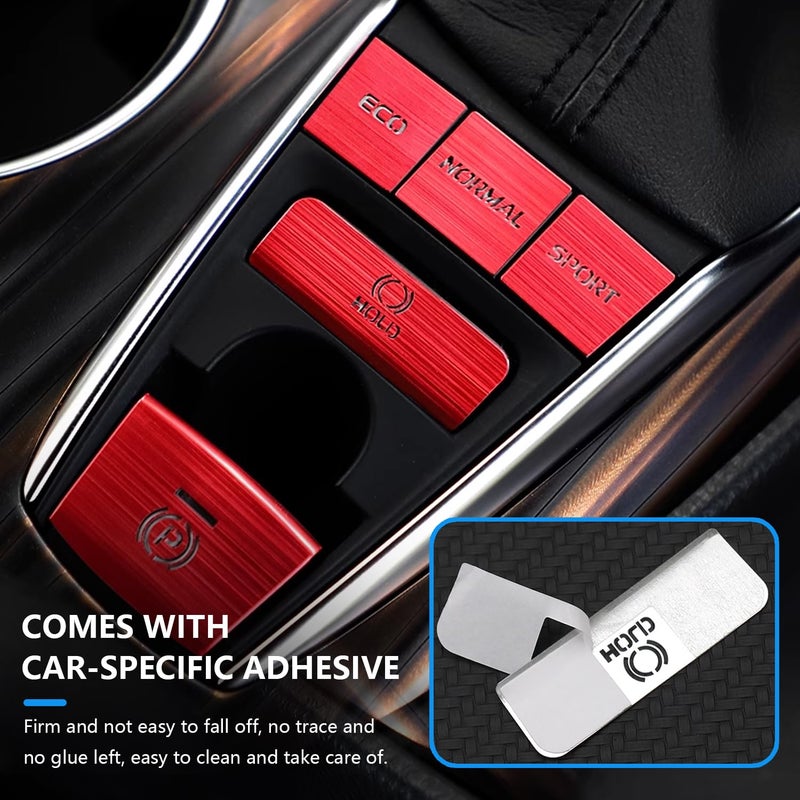 BoxCheer 5PCS Gear Shift Panel Button Sticker Suitable for Camry 2018-2023 Aluminum Alloy Patch Center Console Protector Decorative Accessories - Red - Image 5
