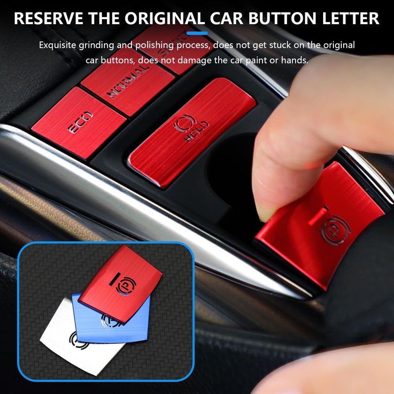 BoxCheer 5PCS Gear Shift Panel Button Sticker Suitable for Camry 2018-2023 Aluminum Alloy Patch Center Console Protector Decorative Accessories - Red - Image 4