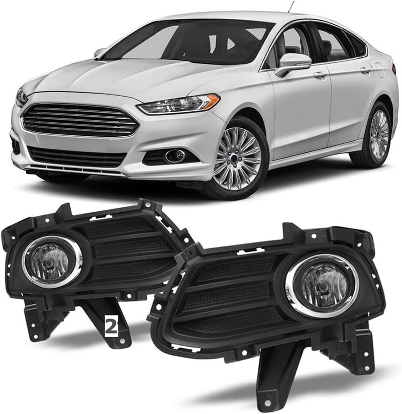 Winjet WJ30-0515-09 Fog Light Kit for 2013-2016 Ford Fusion - Left and Right Pair with Wiring Harness and Switch - Image 1