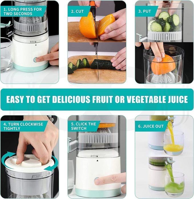 Drumstone Rechargeable Electric Citrus Juicer  USB-C Portable Orange & Lemon Squeezer, 45W Quiet Motor, BPA-Free, Compact Juice Extractor for Travel & Home  White - Image 2