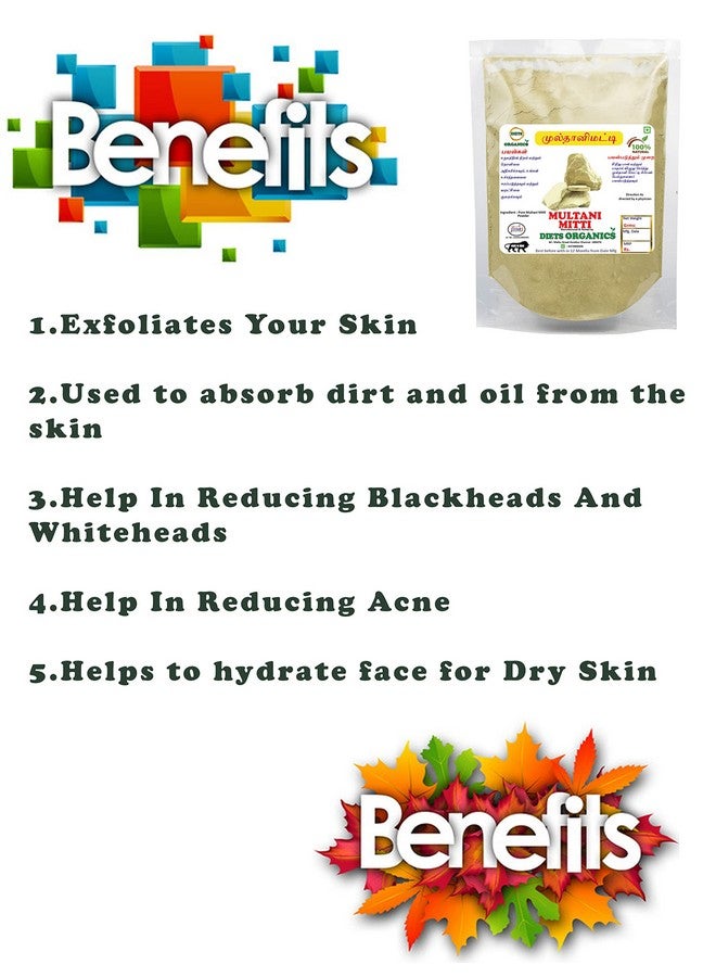 Diets Organics Multani Mitti Powder -250G for Deep Facial Cleansing/Skin Lightening/Tan Removal/Skin & Hair Mask-250G pack of 1 - Image 2