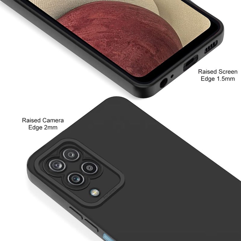Pikkme Samsung Galaxy M12 / A12 / F12 Back Cover Soft Matte Liquid Silicone TPU | Camera Protection | Shockproof Slim Back Case for Samsung Galaxy M12 / A12 / F12 (Black) - Image 2