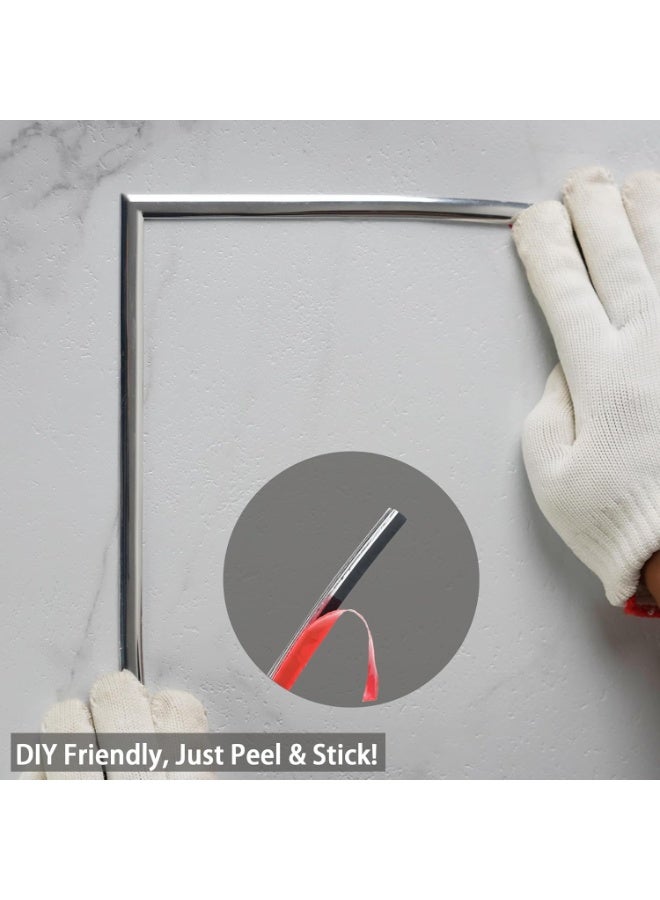 Peel and Stick Finish Molding Trim for Wall, Ceiling, Mirror, Tile Edge, Furniture and Home Decoration (Shiny Silver, 10m x 1cm) - Image 3