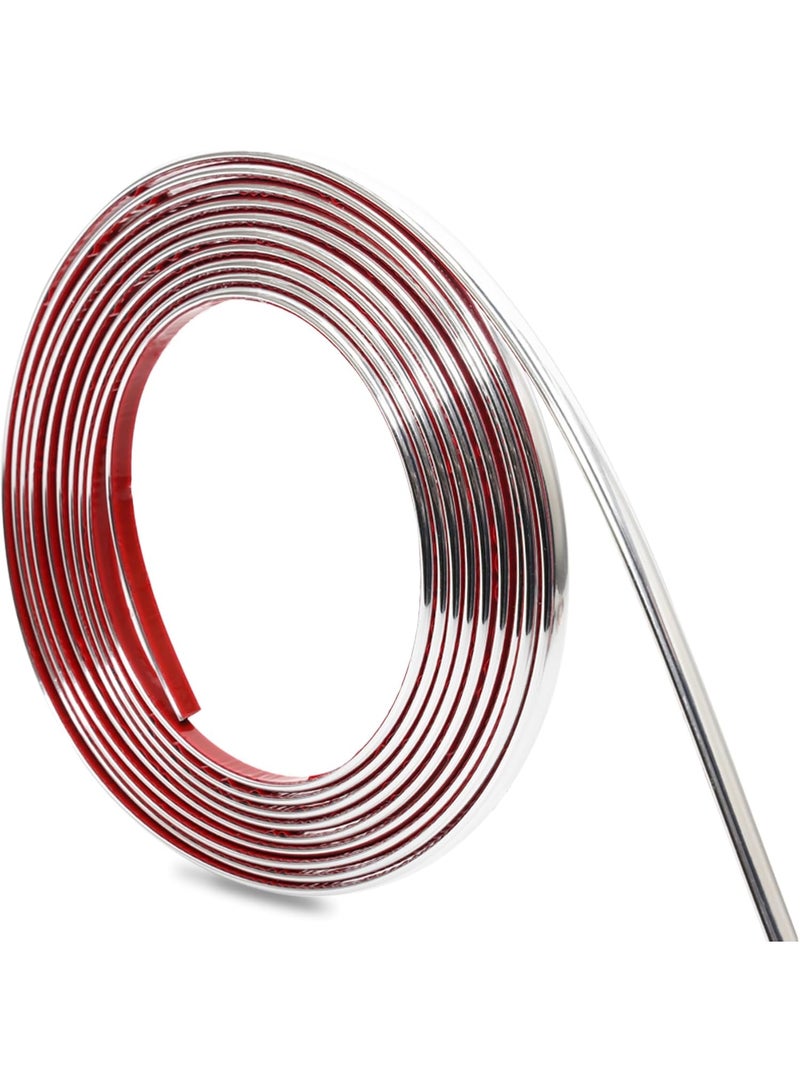 Peel and Stick Finish Molding Trim for Wall, Ceiling, Mirror, Tile Edge, Furniture and Home Decoration (Shiny Silver, 10m x 1cm) - Image 1