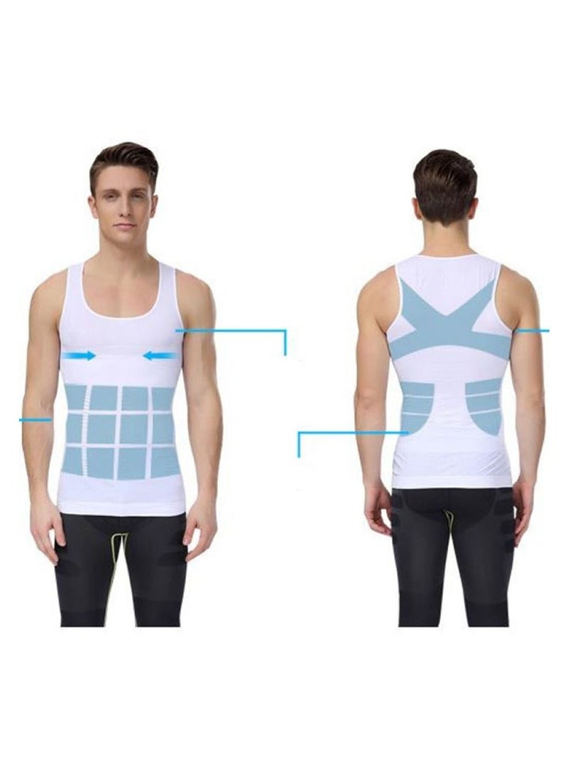 SLIM'N LIFT - Sauna Vest Compression Slimming Vest Underwear Buster Belly Fat Body Shaping Clothes Slim Corset Men White - Image 1