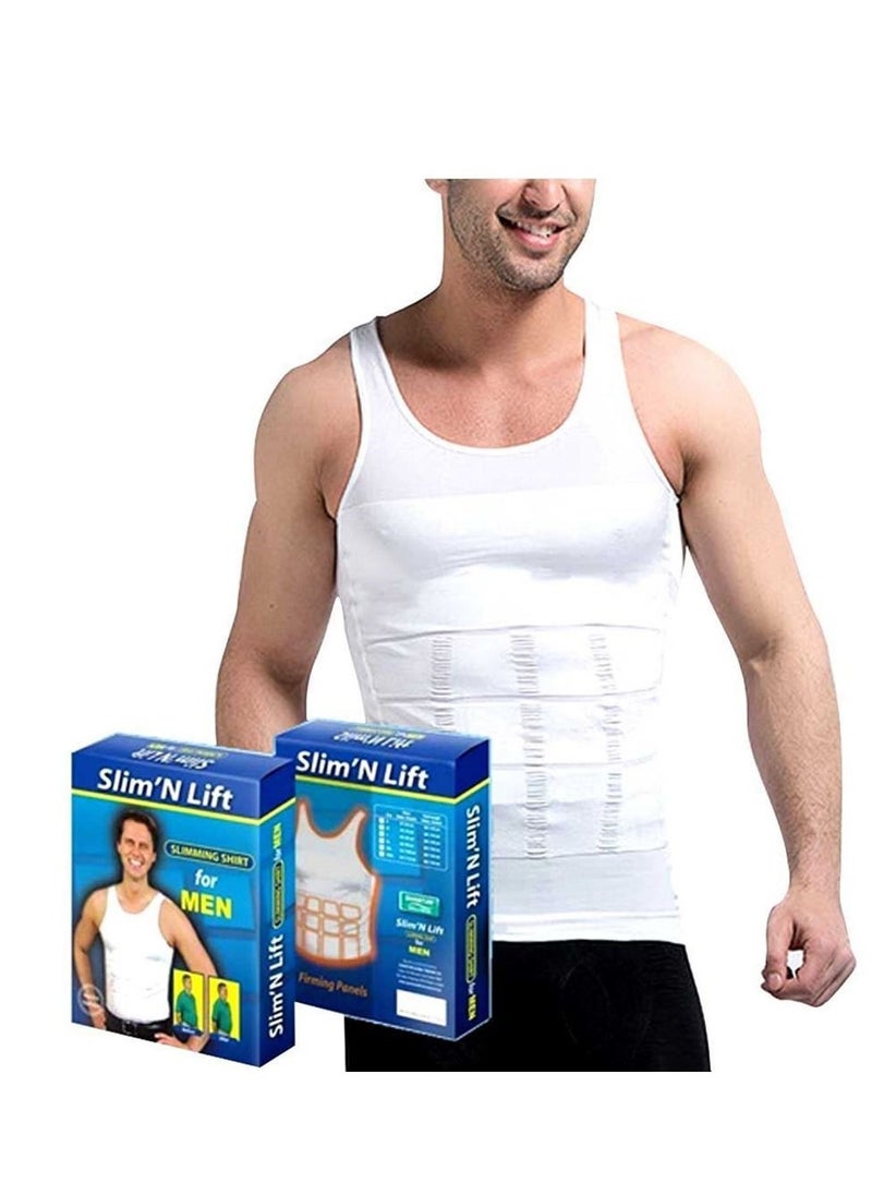SLIM'N LIFT - Sauna Vest Compression Slimming Vest Underwear Buster Belly Fat Body Shaping Clothes Slim Corset Men White - Image 1