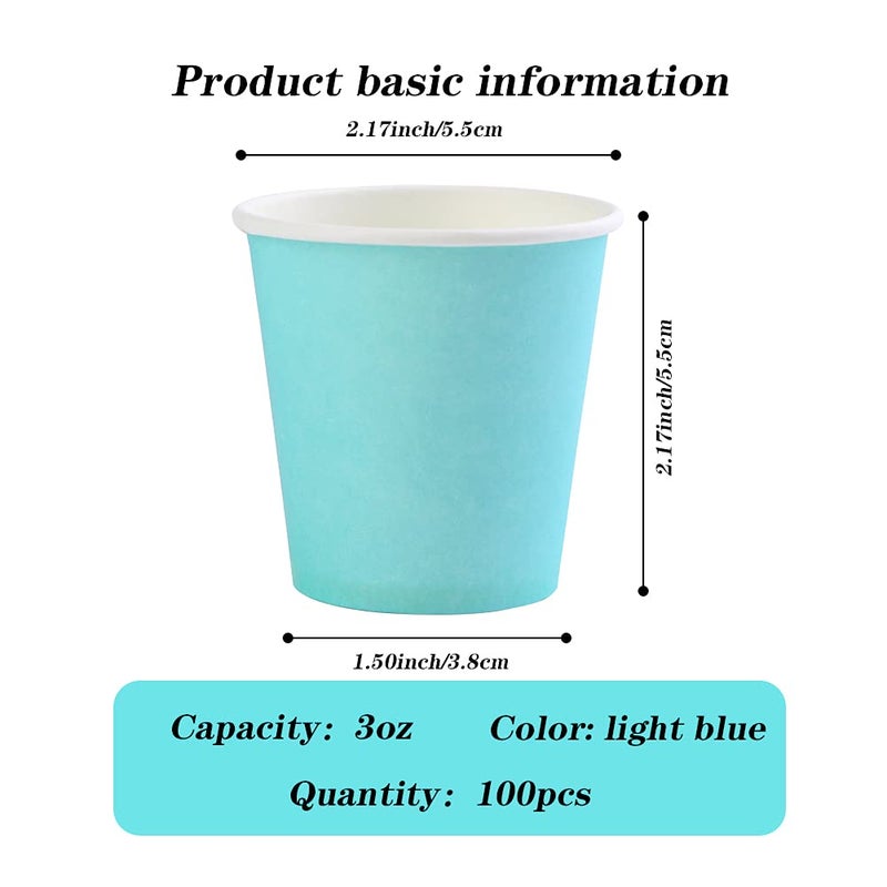 Hssugi Paper 3oz Bathroom Cups  Disposable Mouthwash 100 Count  Blue Small for Espresso  Medicine - Blue - Image 2