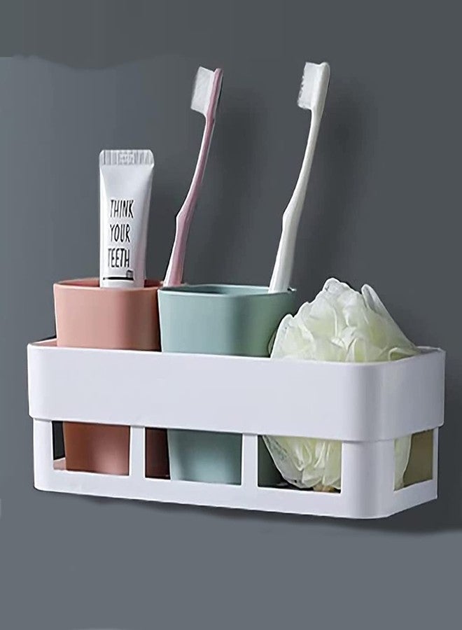WEZOSHINET Bathroom Accessories, Bathroom Rack, Bathroom Shelf Organizer, Wall Mounted Shelf, Bathroom Hardware and Accessories (bathroom shelve white 1 pcs) Plastic,Sinks;Showers;Cleaning Supplies - Image 1