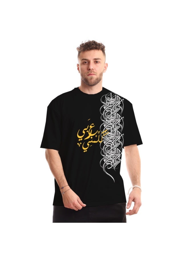 NAS Speak Arabic Unisex Oversized SS T-Shirt - Black - Image 4