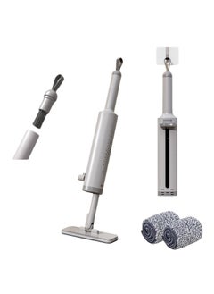 Excefore Mini Mop for Small Spaces,Portable Self Squeeze Short Handle Mop Desktop Cleaning Flat Mop for Bathroom Kitchen with Crevice Cleaning Brush,Silicone Squeegee and 2 Reusable Microfiber Pads  - Image 1