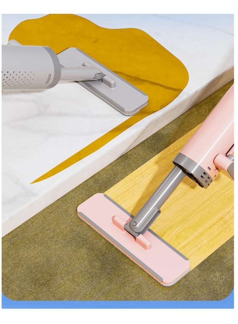 Excefore Mini Mop for Small Spaces,Portable Self Squeeze Short Handle Mop Desktop Cleaning Flat Mop for Bathroom Kitchen with Crevice Cleaning Brush,Silicone Squeegee and 2 Reusable Microfiber Pads - Image 5