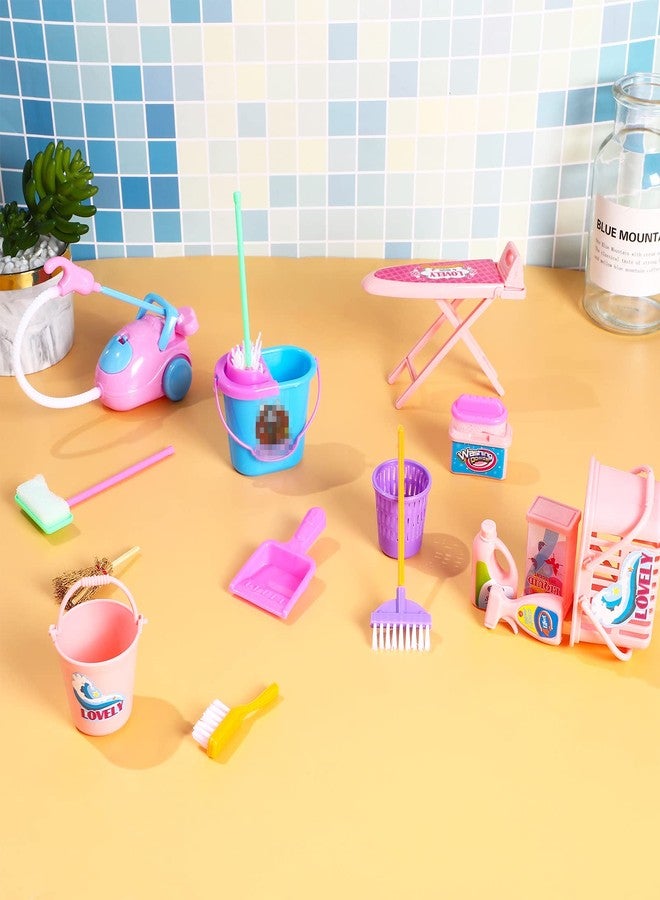 SOTOGO 18 Pieces Doll Housework Cleaning Supplies Miniature Mini Dollhouse Accessories Dollhouse Furniture Decoration Accessories for Dolls Pretend Play - Image 4
