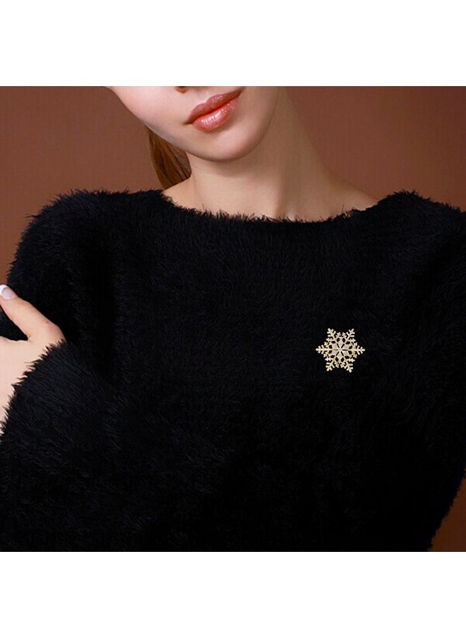 EleQueen - Women'S Clear Austrian Crystal Winter Snowflake Brooch Pin Gold-Tone - Image 1