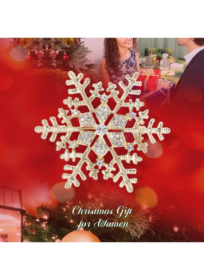 EleQueen - Women'S Clear Austrian Crystal Winter Snowflake Brooch Pin Gold-Tone - Image 1