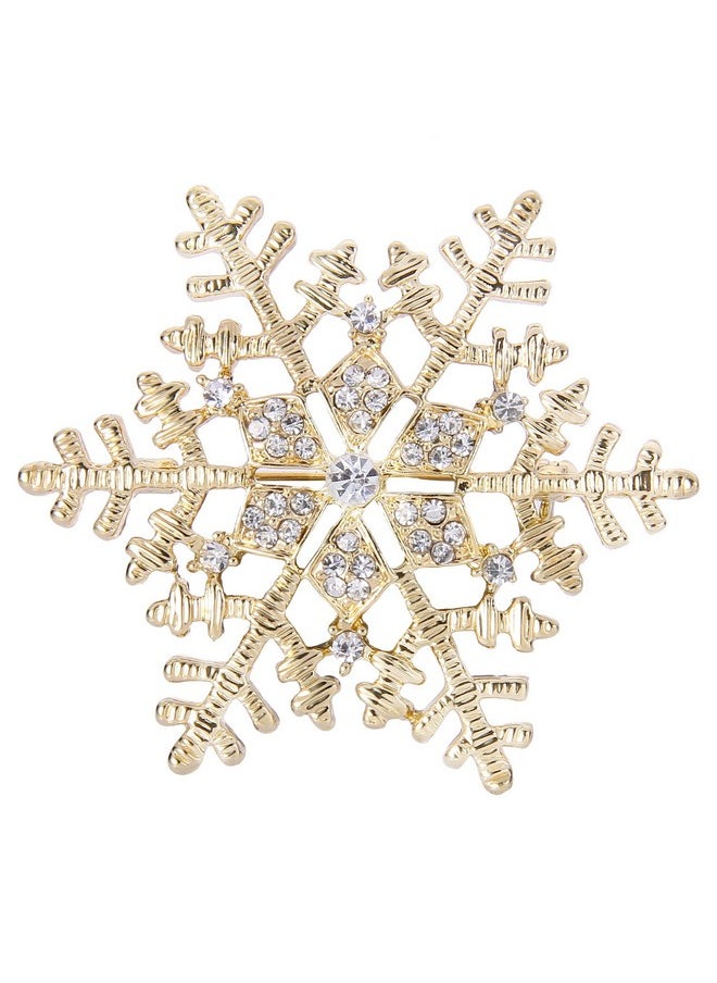 EleQueen - Women'S Clear Austrian Crystal Winter Snowflake Brooch Pin Gold-Tone - Image 1