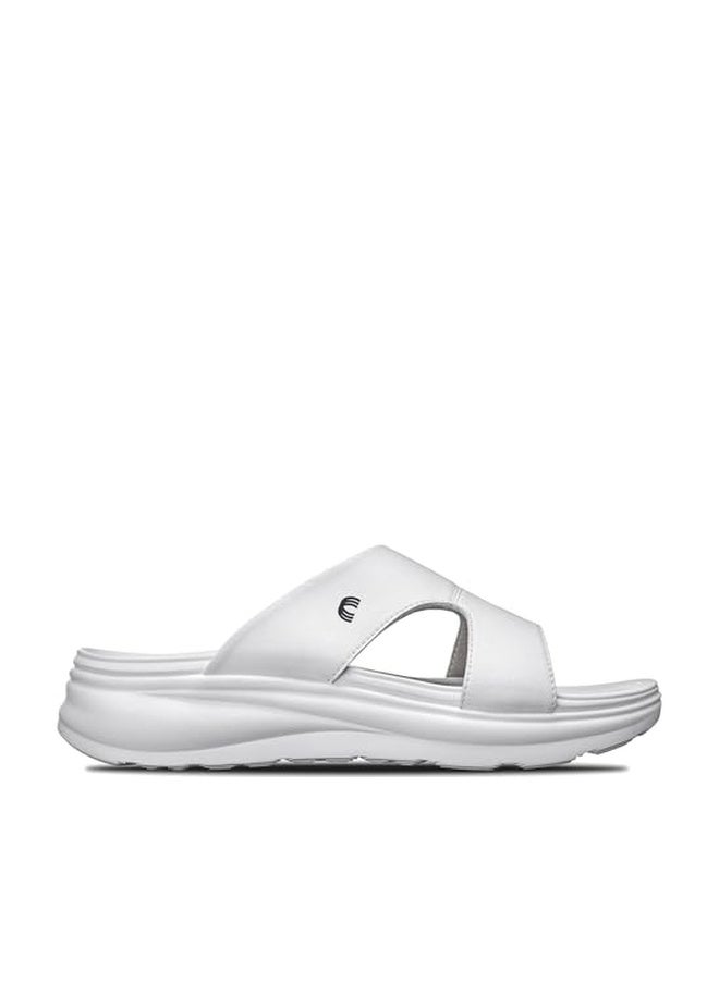 CALTO أحذية CALTO للرجال لزيادة الطول غير المرئية - بيضاء/بيضاء خشنة خفيفة الوزن للغاية - صنادل مريحة قابلة للانزلاق - 2 بوصة أطول - X1656 - مقاس 8 D(M) US - Image 1