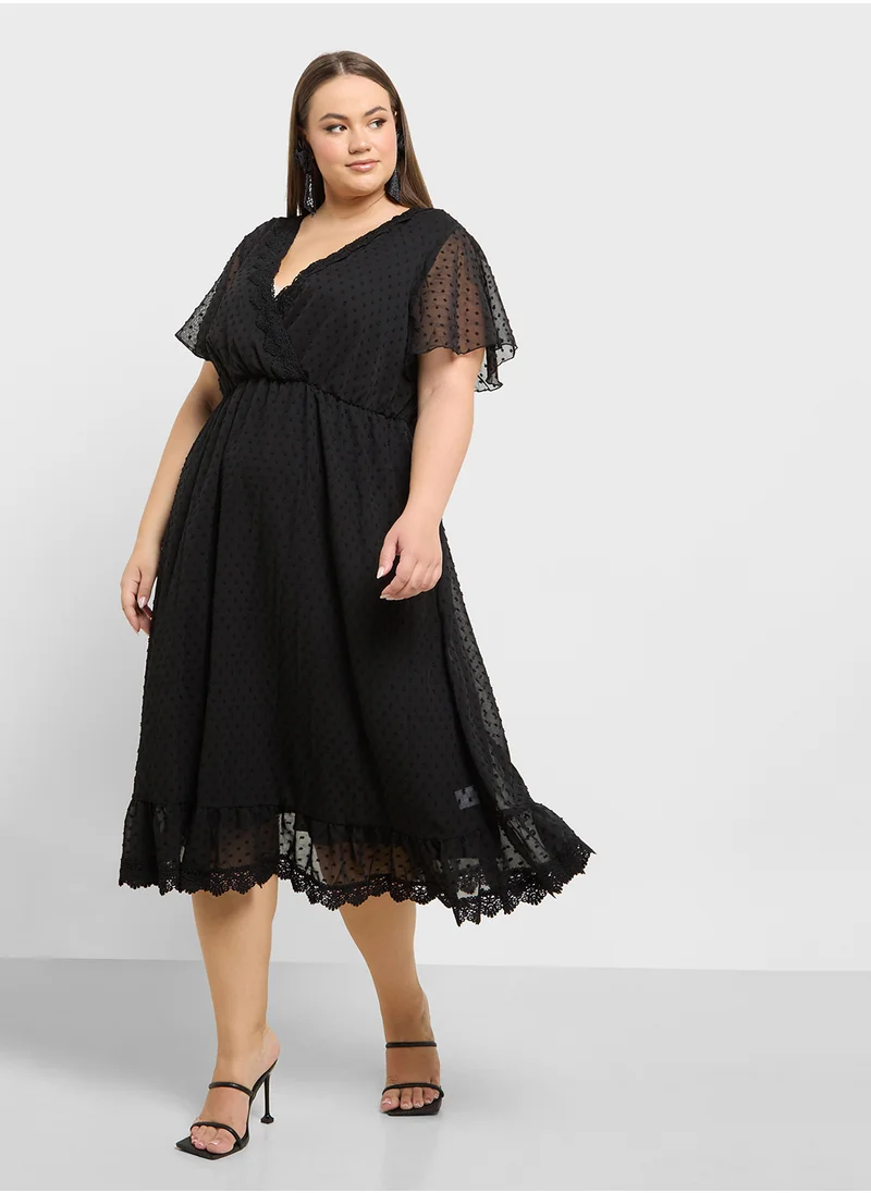 Ella Plus Sheer Sleeve A-Line Dress