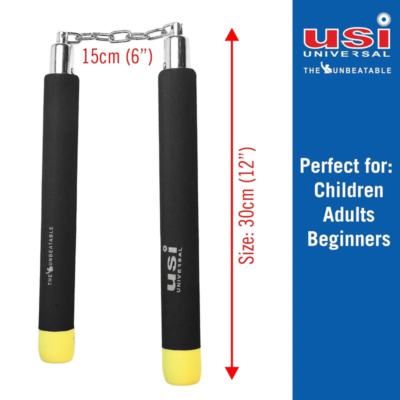 USI UNIVERSAL نانشكو، 862NC نانشكو فوم، نونشاكوس تدريب الكونغ فو، نونشاكوس تدريب الكاراتيه مع سلسلة دوارة تحمل كرات فولاذية ونظام غطاء (الطول 30 سم، عبوة من 1) - Image 3