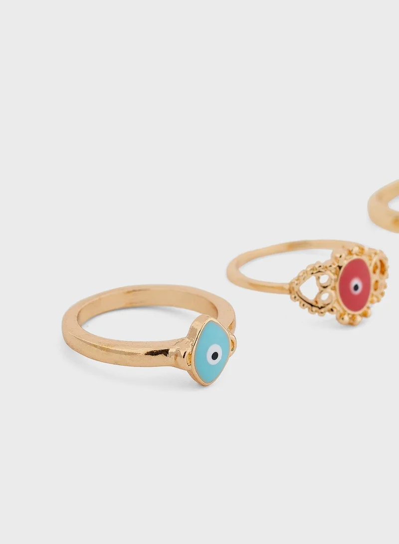 Ginger Evil Eye Ring Set