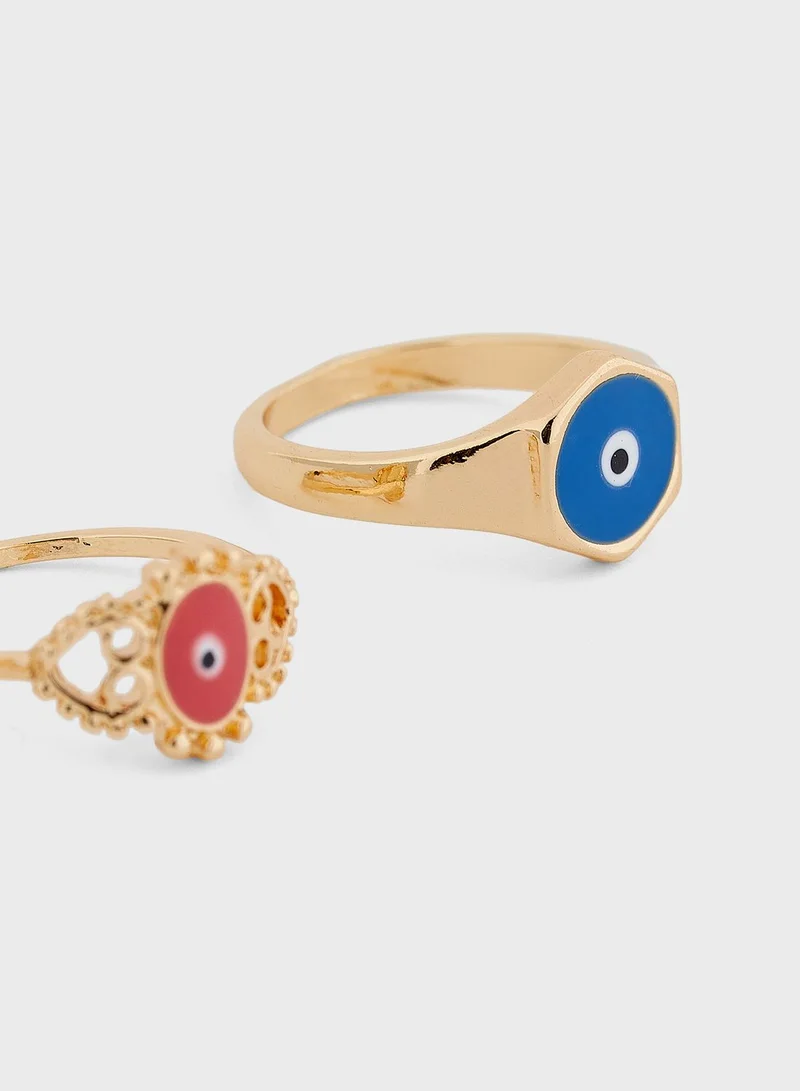 Ginger Evil Eye Ring Set
