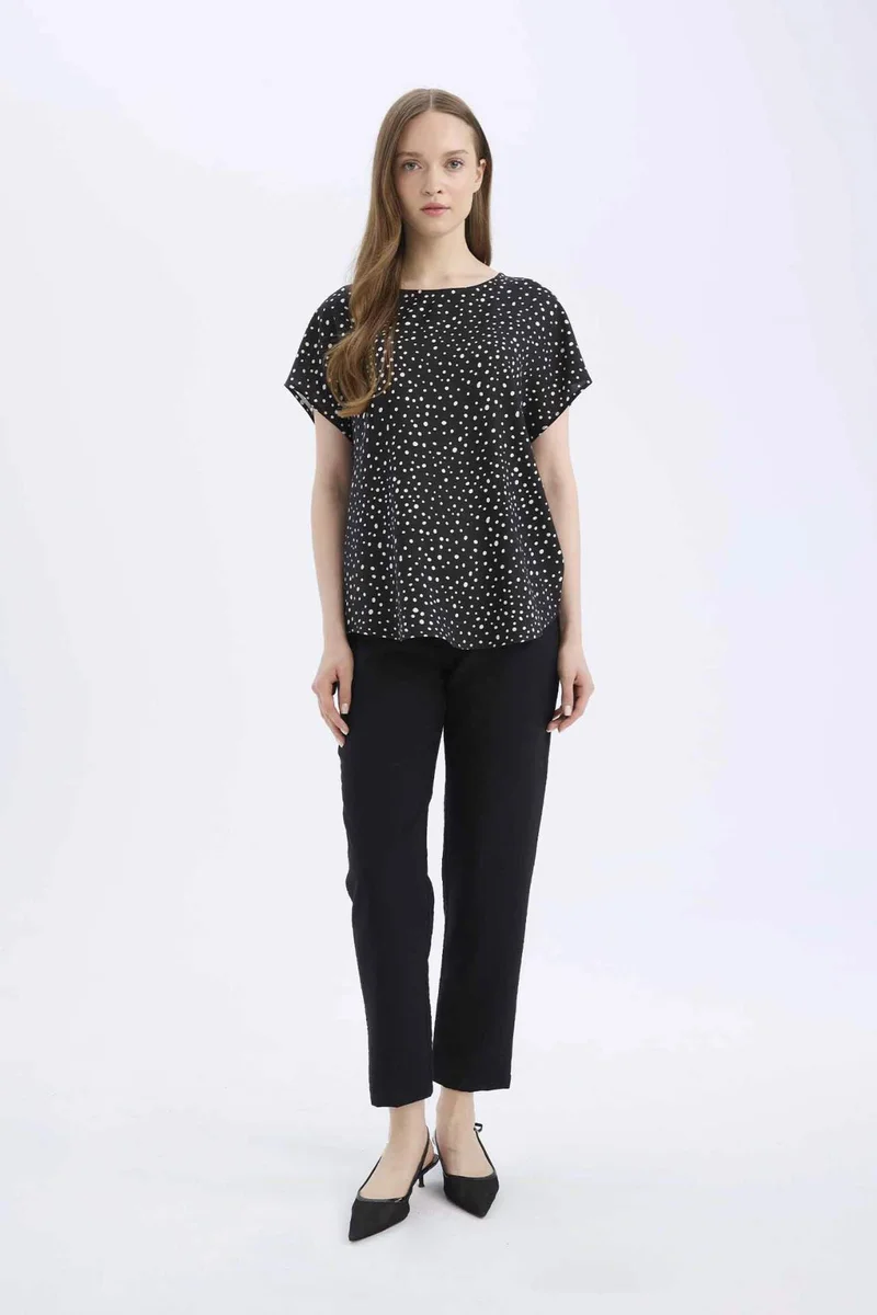 ديفاكتو Linen Look Pocketed High Waist Straight Leg Joggers