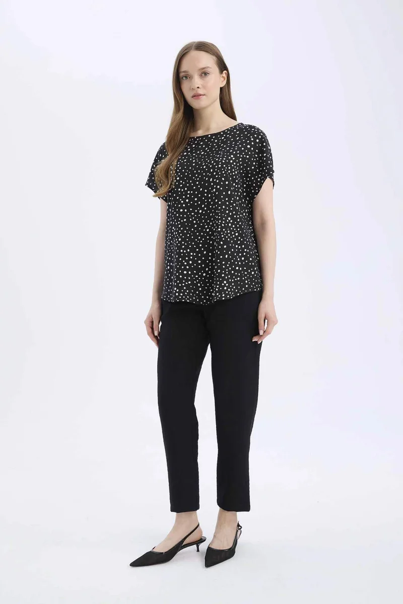 ديفاكتو Linen Look Pocketed High Waist Straight Leg Joggers