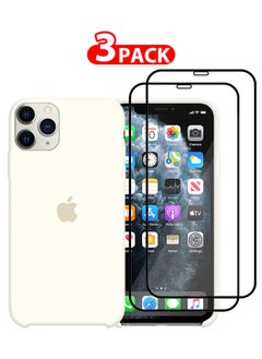 CATANES 3 Packs For iPhone 11 Pro Max Case and 2 Screen Protectors Slim Silicone Case Soft Anti-Scratch Full Body Shockproof Protective Case Cover White  - Image 1