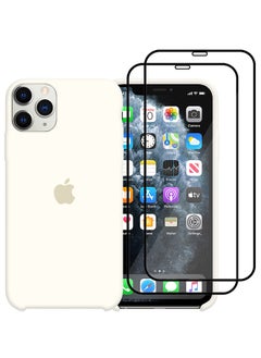 CATANES 3 Packs For iPhone 11 Pro Max Case and 2 Screen Protectors Slim Silicone Case Soft Anti-Scratch Full Body Shockproof Protective Case Cover White  - Image 2