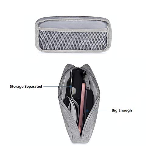 ERCRYSTO Universal Electronics/Accessories Soft Carrying Case Bag, Durable & Light-weight,Suitable for Out-going, Business, Travel and Cosmetics Kit (Big-Gray) - Image 3