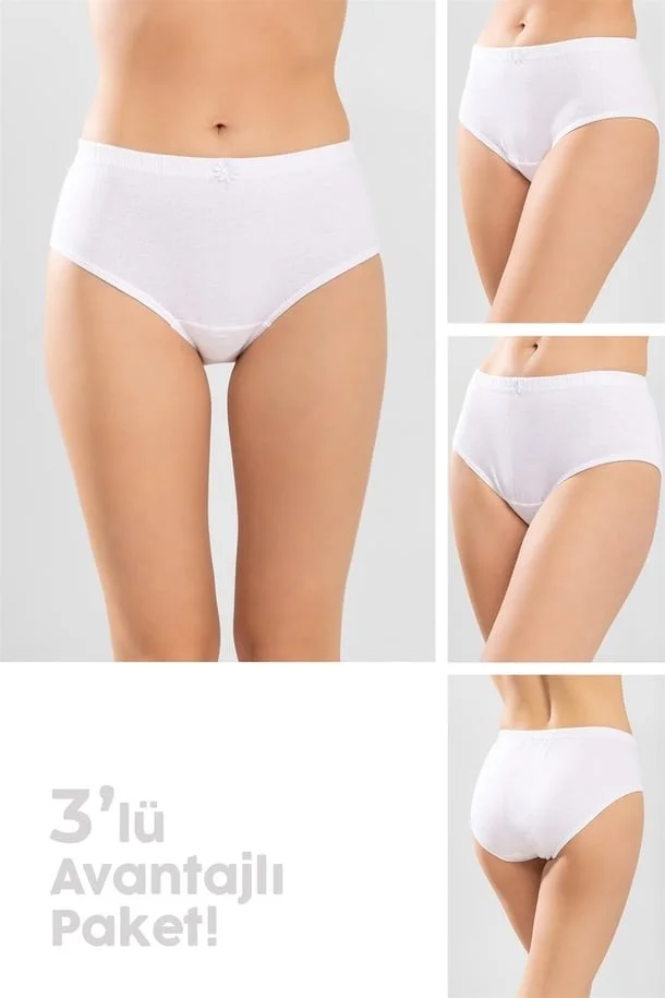 Baykar Women's Cotton Elastic Bato Panties 3-Pack White