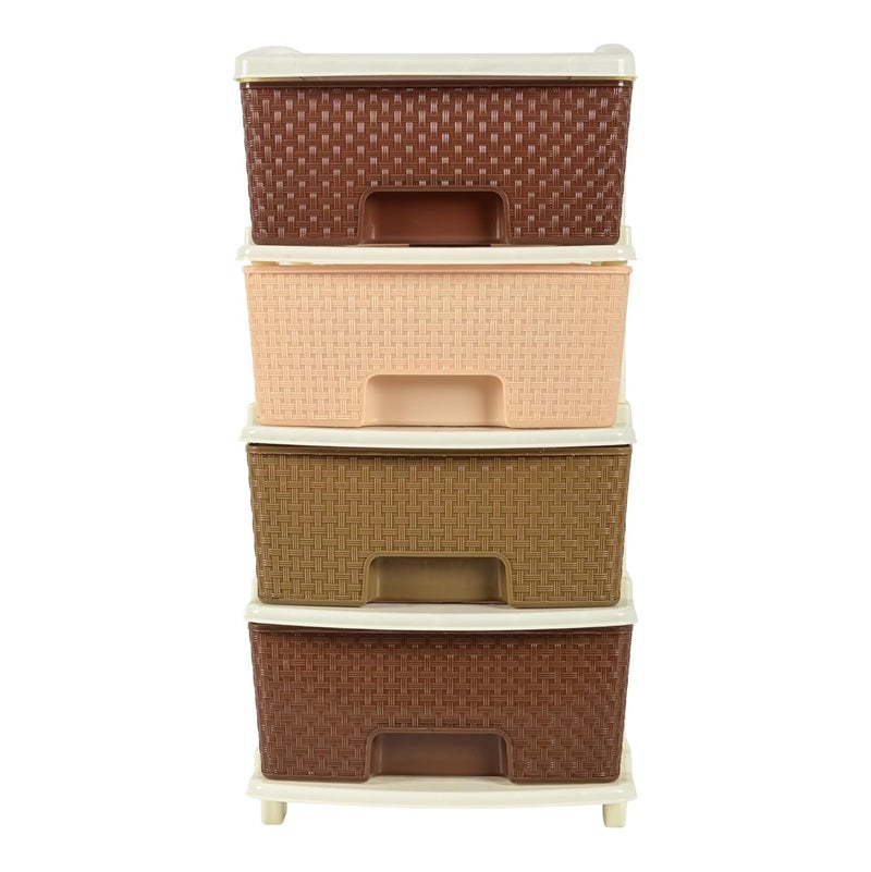 Kuber Industries Kuber Industries Multiuses Plastic Modular 4 Drawer Storage Rack Brown  - Image 2