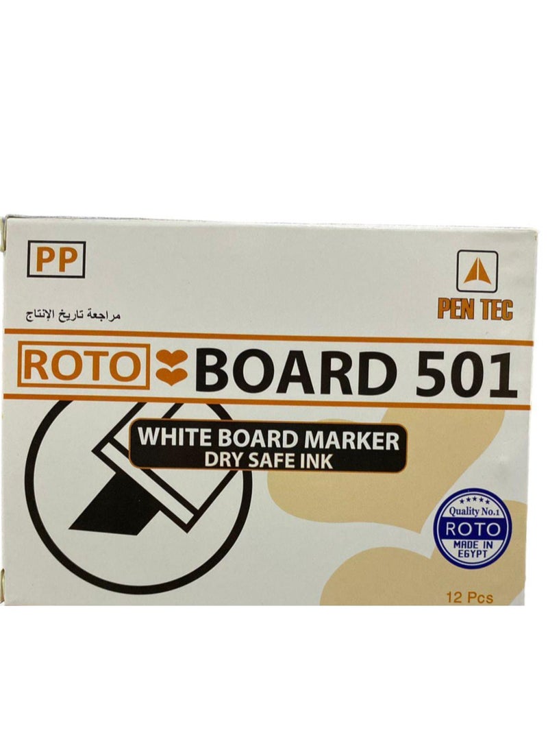 Roto board 501 white board marker dry safe ink pack of 12 pcs. - red - Image 2