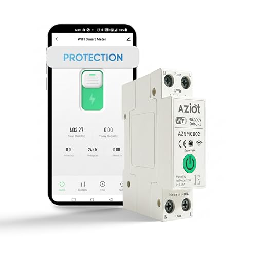 AZIOT 1P 63A WiFi Smart Circuit Breaker with Power Monitoring, Remote & Voice Control | Over/Undervoltage & Overcurrent Protection | Works with EV Chargers, Heaters, Pumps | SmartLife App - Image 1