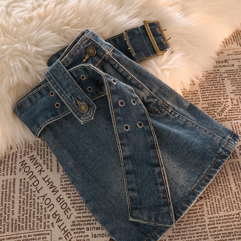 Denim Skirt Women'S 2024 Retro High Waist Spice Girl Short Anti-Walking Skirt Hip Skirt Pants - Image 5