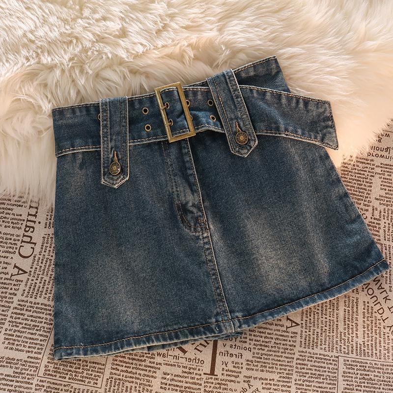 Denim Skirt Women'S 2024 Retro High Waist Spice Girl Short Anti-Walking Skirt Hip Skirt Pants - Image 4