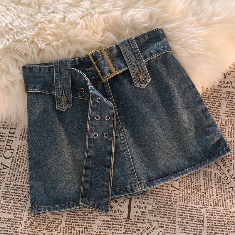 Denim Skirt Women'S 2024 Retro High Waist Spice Girl Short Anti-Walking Skirt Hip Skirt Pants - Image 2