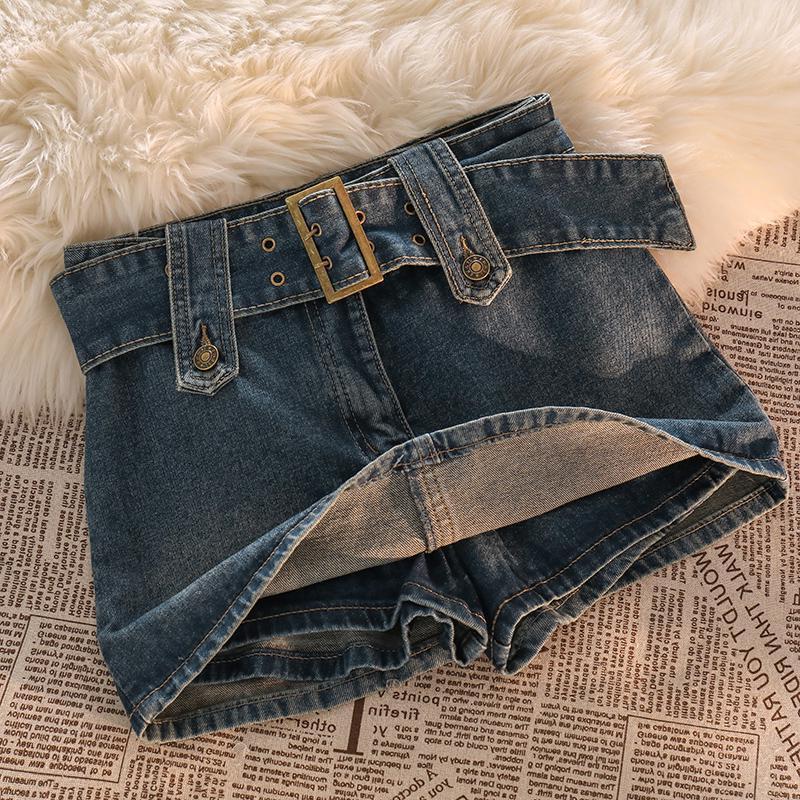 Denim Skirt Women'S 2024 Retro High Waist Spice Girl Short Anti-Walking Skirt Hip Skirt Pants - Image 3