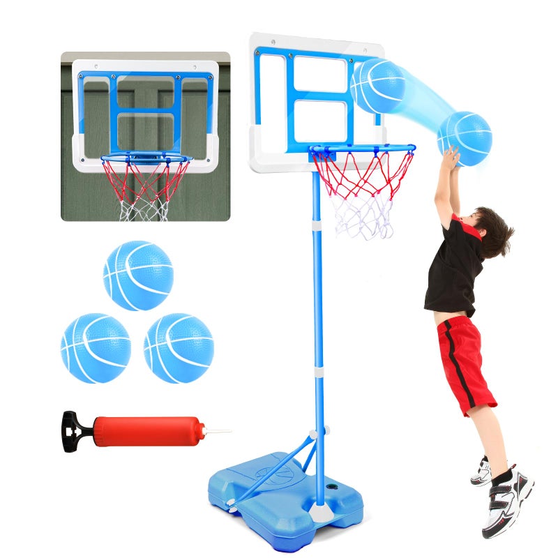 ShyLizard Kids Toy Gift for 3 4 5 6 7 8 Years Old Kids Basketball Hoop Adjustable Height 35FT62FT Mini Basketball Hoop for Boys Girls Basketball Goal Toys Outdoor Indoor Game GiftsBlue - Image 2