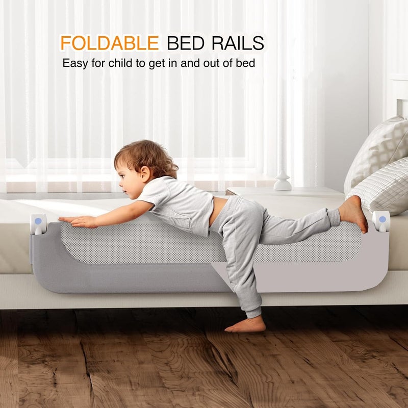 HJB VISSO Foldable Toddler Bed Rails,Safety Baby Bed Rails Guard, Bed Fence Protector Rail, Adjustable Heights Kid Bed Guard Rail for Twin Queen King Full Size Beds (1.8 M) - Image 3