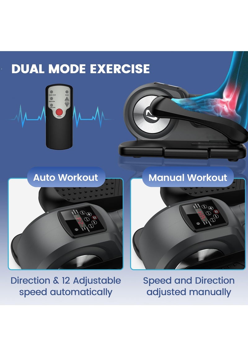 XiuWoo Under Desk Elliptical Machine, Ellipse Leg Exerciser for Seniors Fully Assembled, Portable & Quiet Electric Seated Pedal Exerciser with Remote Control & LCD Display, black  - Image 2