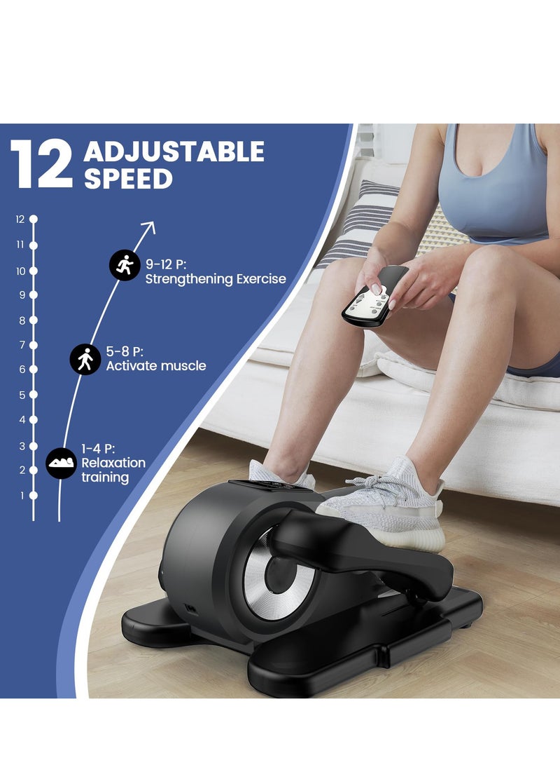 XiuWoo Under Desk Elliptical Machine, Ellipse Leg Exerciser for Seniors Fully Assembled, Portable & Quiet Electric Seated Pedal Exerciser with Remote Control & LCD Display, black  - Image 5